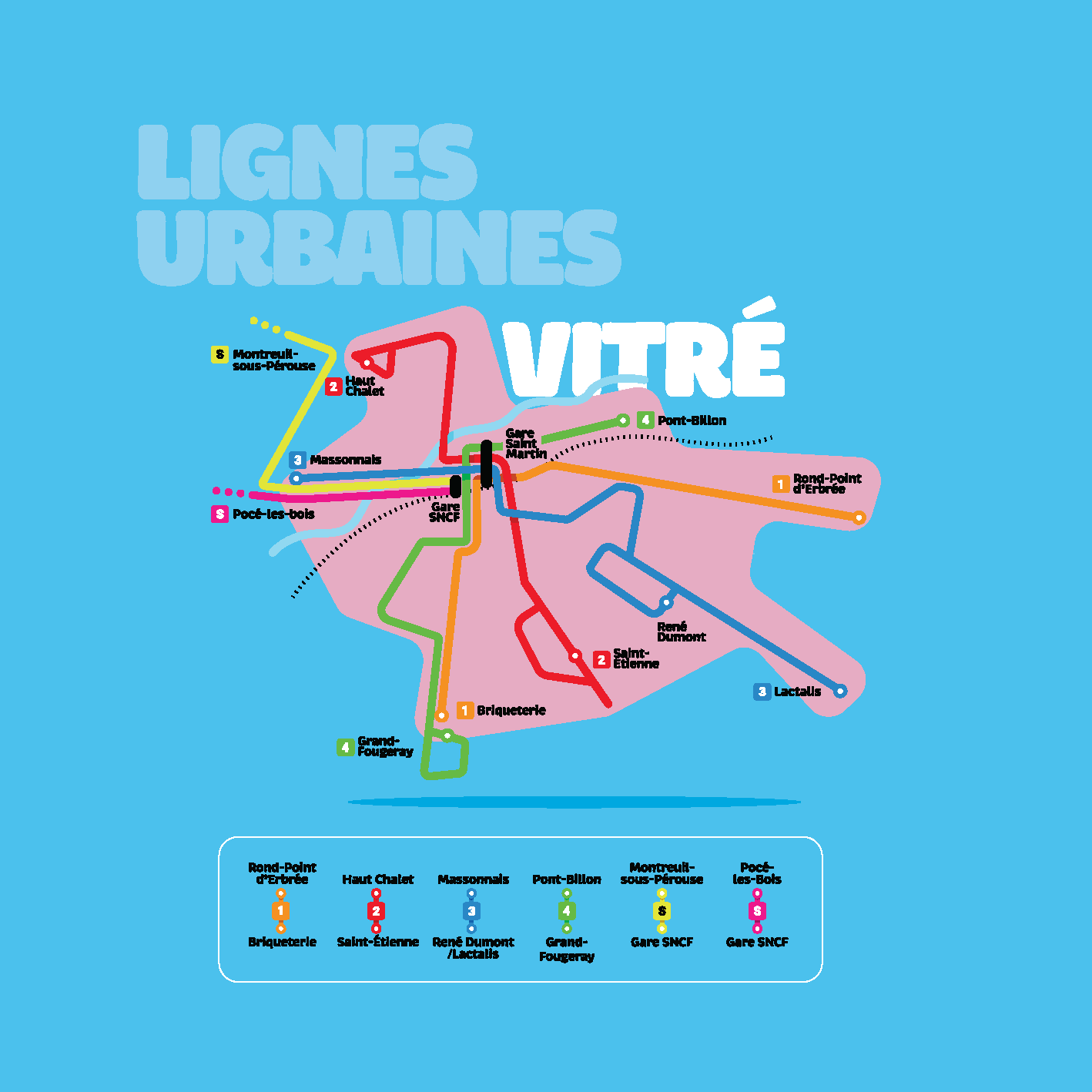 carte du réseau de transport Mova, ville de Vitré 35500