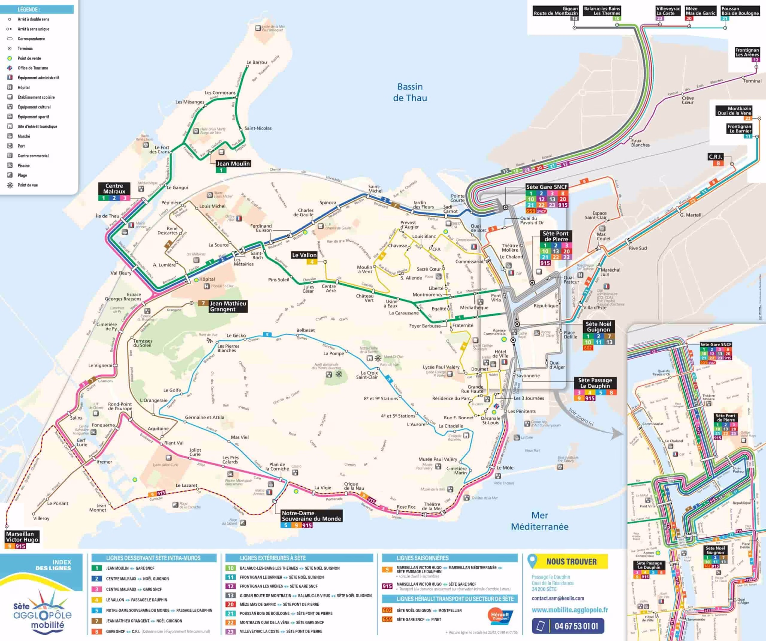 Plan Bus - Sète - Réseau Agglopôle Mobilité