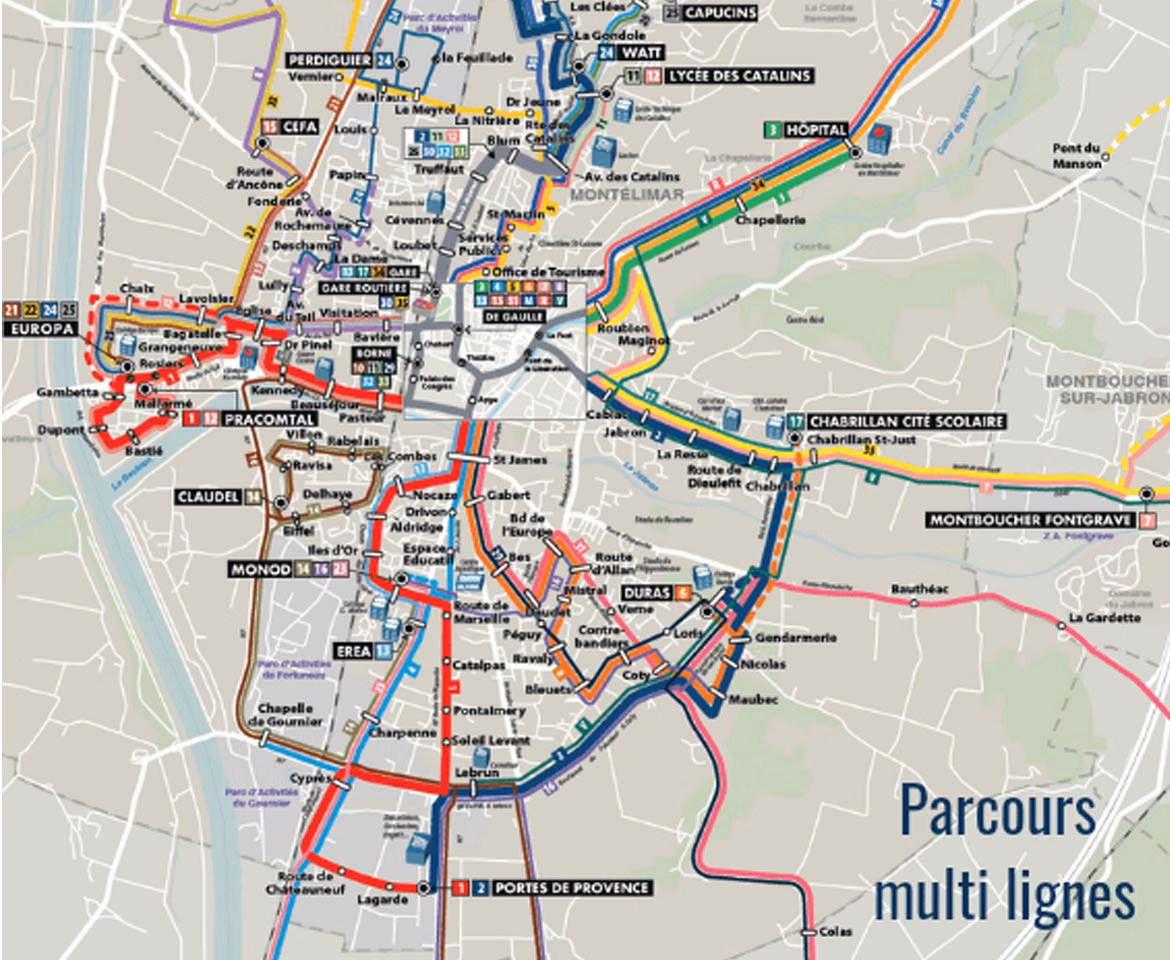 Plan Bus - Montélimar - Réseau Montélibus