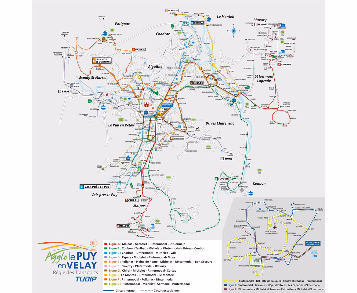 Plan Bus - Le puy en Velay - Réseau Tudip